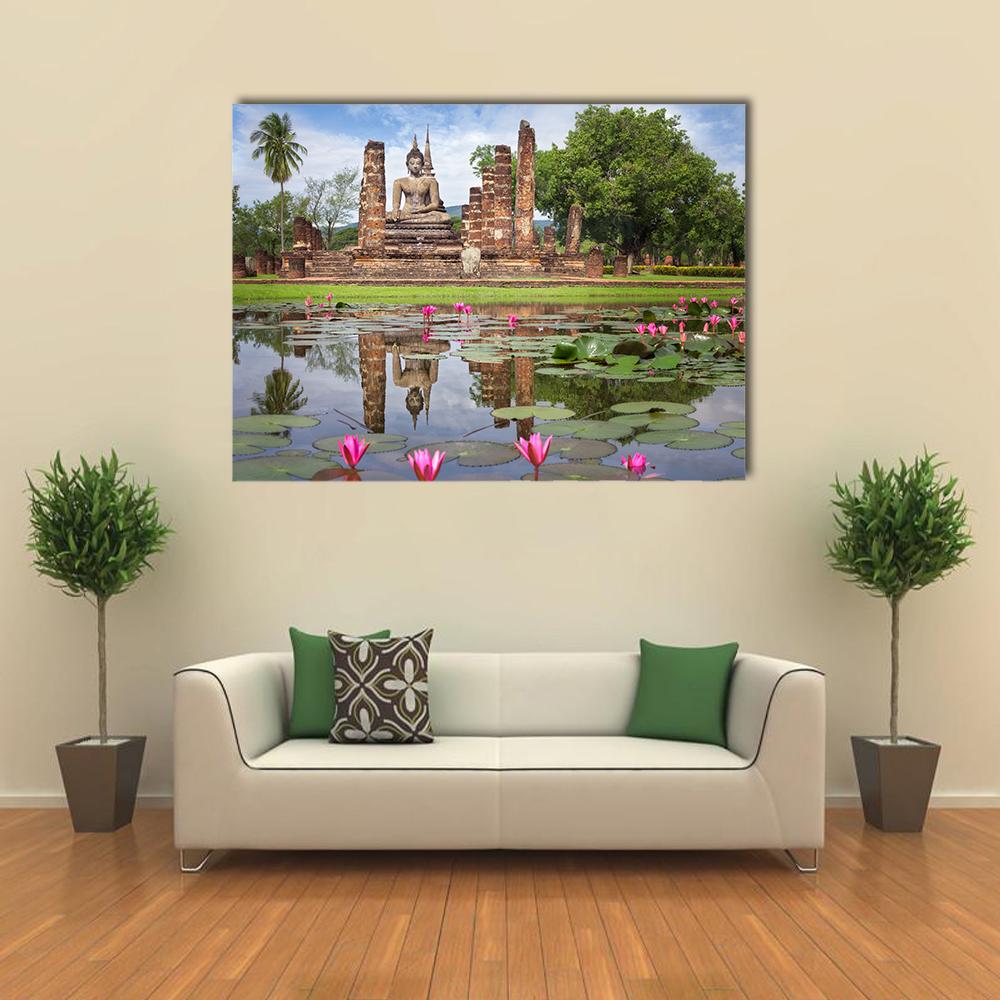 Wat Mahathat in Sukhothai Historical Park Thailand Canvas Wall Art-1 Piece-Gallery Wrap-36" x 24"-Tiaracle