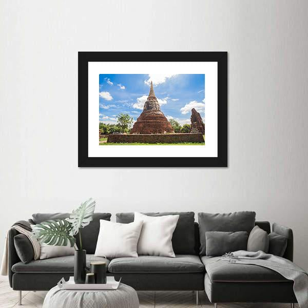 Wat Mahathat Temple In Thailand Canvas Wall Art-5 Horizontal-Gallery Wrap-22" x 12"-Tiaracle