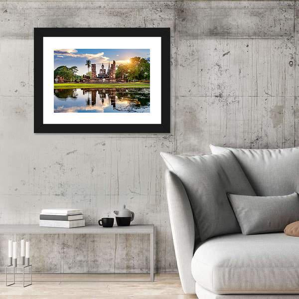 Wat Mahathat Temple In Thailand Canvas Wall Art-5 Horizontal-Gallery Wrap-22" x 12"-Tiaracle