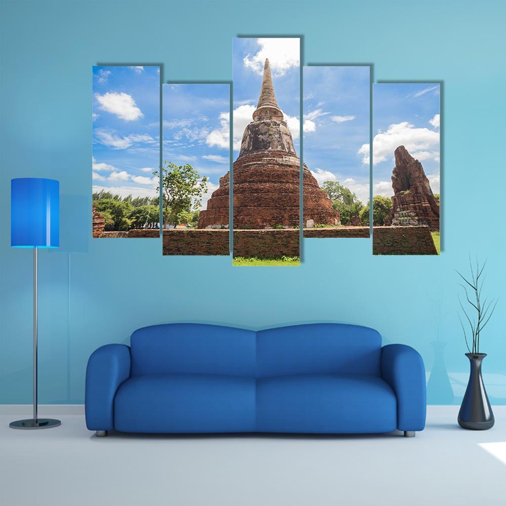Wat Mahathat Temple In Thailand Canvas Wall Art-5 Pop-Gallery Wrap-47" x 32"-Tiaracle
