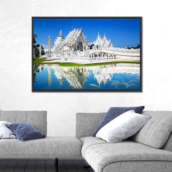 Wat Rong Khun Temple in Chiang Rai In Thailand Canvas Wall Art-3 Horizontal-Gallery Wrap-25" x 16"-Tiaracle