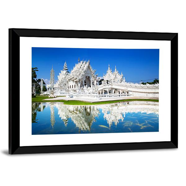 Wat Rong Khun Temple in Chiang Rai In Thailand Canvas Wall Art-3 Horizontal-Gallery Wrap-25" x 16"-Tiaracle