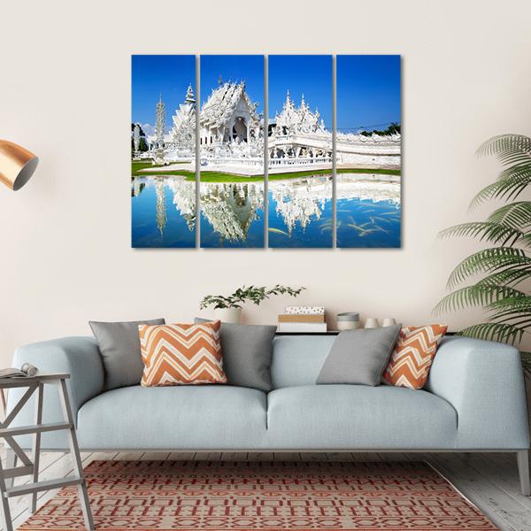 Wat Rong Khun Temple in Chiang Rai In Thailand Canvas Wall Art-4 Horizontal-Gallery Wrap-34" x 24"-Tiaracle