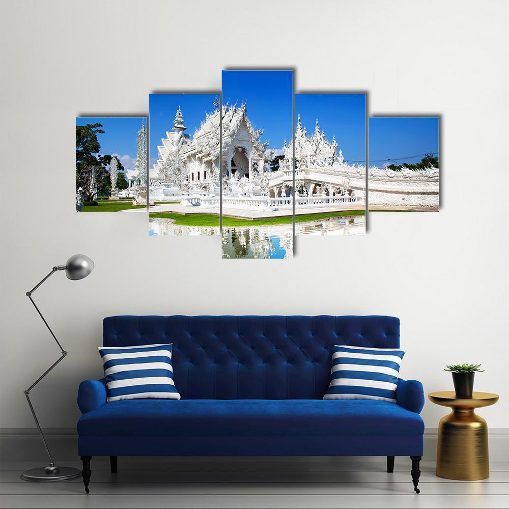 Wat Rong Khun Temple in Chiang Rai In Thailand Canvas Wall Art-5 Star-Gallery Wrap-62" x 32"-Tiaracle