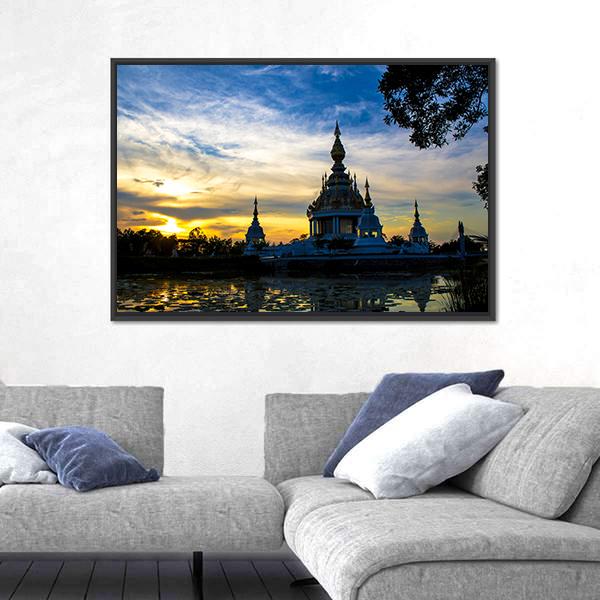 Wat Thong Sed Thi Temple In Thailand Panoramic Canvas Wall Art-1 Piece-36" x 12"-Tiaracle