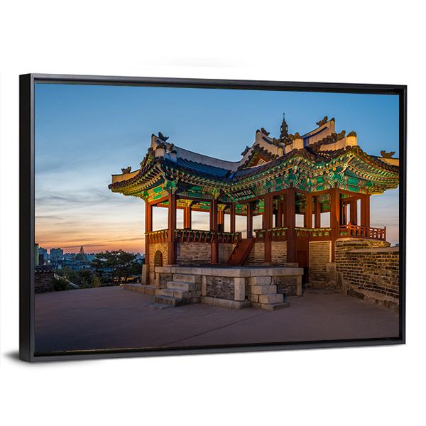Watchtower At Hwaseong Fortress In South Korea Canvas Wall Art-5 Horizontal-Gallery Wrap-22" x 12"-Tiaracle