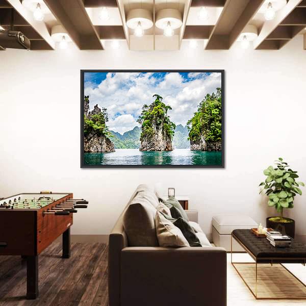 Water Lake At Ratchaprapha Dam Canvas Wall Art-5 Horizontal-Gallery Wrap-22" x 12"-Tiaracle