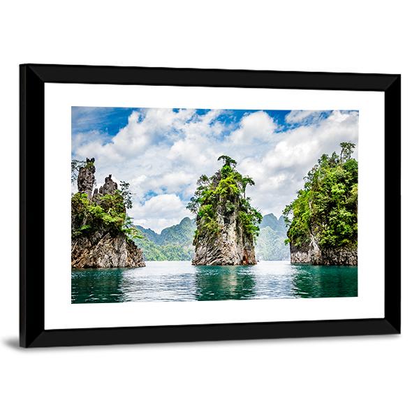 Water Lake At Ratchaprapha Dam Canvas Wall Art-3 Horizontal-Gallery Wrap-25" x 16"-Tiaracle