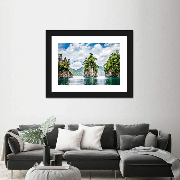 Water Lake At Ratchaprapha Dam Canvas Wall Art-5 Horizontal-Gallery Wrap-22" x 12"-Tiaracle