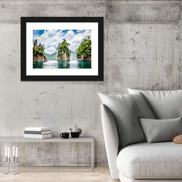 Water Lake At Ratchaprapha Dam Canvas Wall Art-5 Horizontal-Gallery Wrap-22" x 12"-Tiaracle