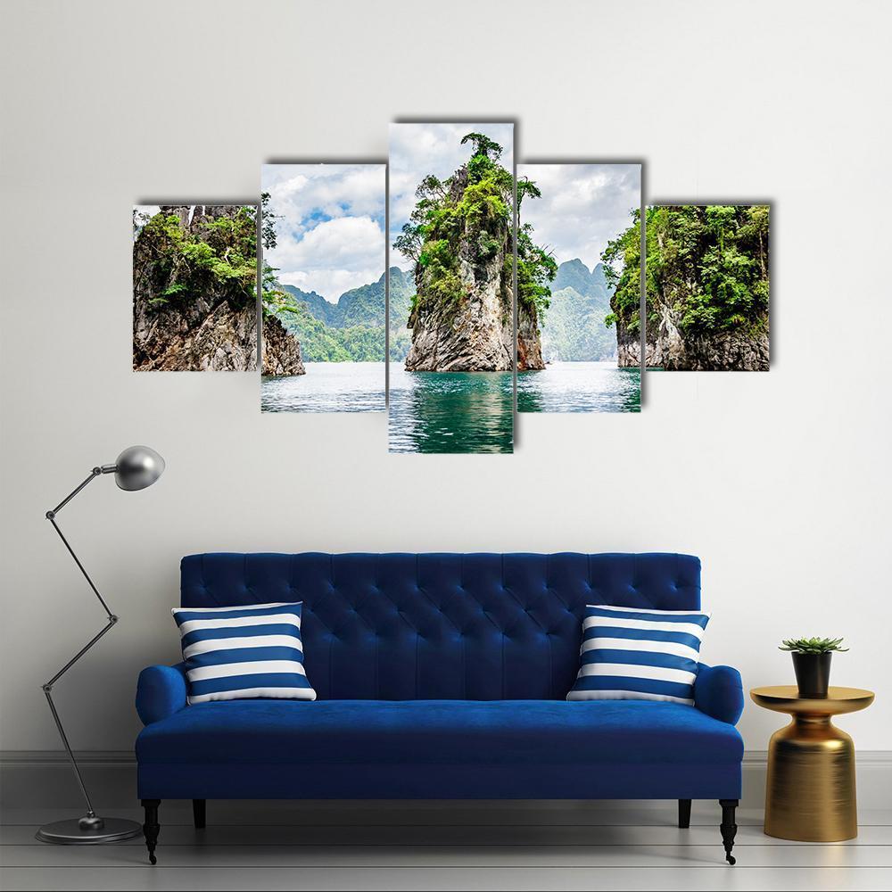Water Lake At Ratchaprapha Dam Canvas Wall Art-5 Star-Gallery Wrap-62" x 32"-Tiaracle