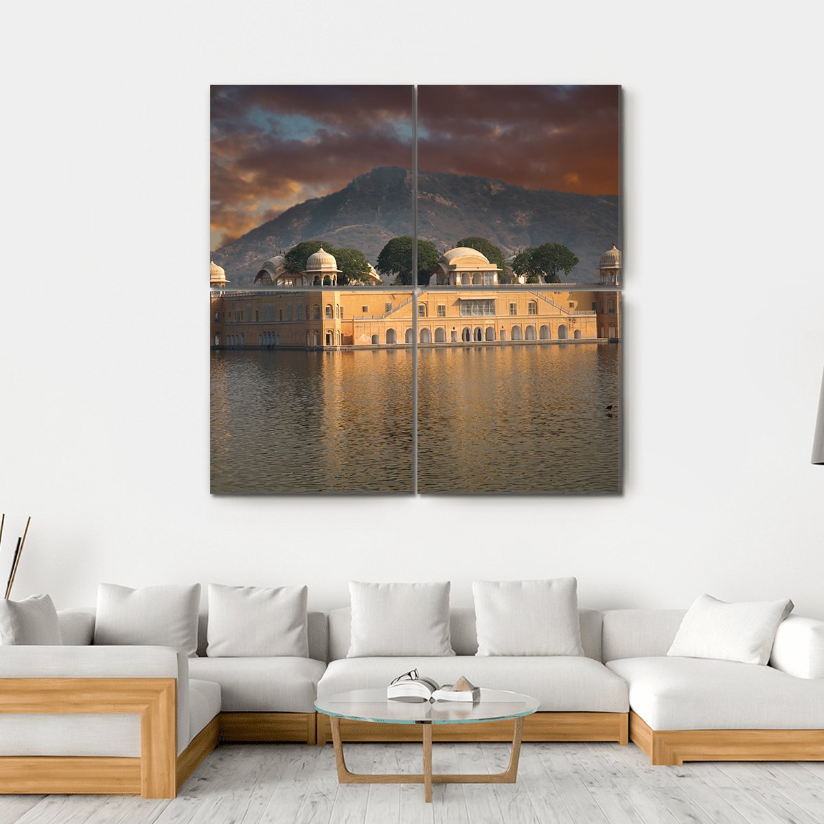 Water Palace In Jaipur Canvas Wall Art-4 Square-Gallery Wrap-17" x 17"-Tiaracle
