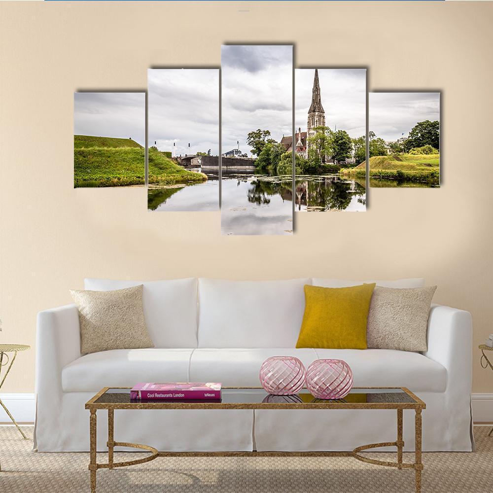 Church In Churchill Park Canvas Wall Art-5 Star-Gallery Wrap-62" x 32"-Tiaracle
