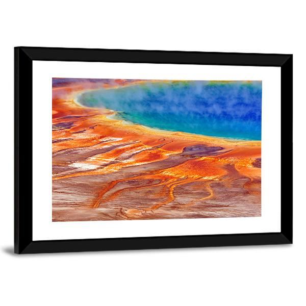 Watercolor Grand Prismatic Spring Panoramic Canvas Wall Art-1 Piece-36" x 12"-Tiaracle