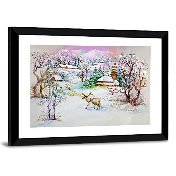 Watercolor Landscape Near The River Canvas Wall Art-3 Horizontal-Gallery Wrap-25" x 16"-Tiaracle