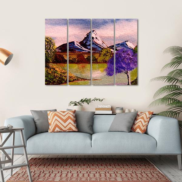 Watercolor Sketch Of Mountains Canvas Wall Art-4 Horizontal-Gallery Wrap-34" x 24"-Tiaracle