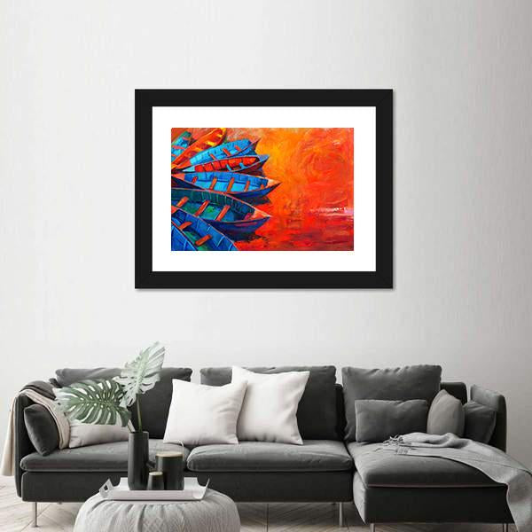 Watercolor Sketch Of Water Boats Canvas Wall Art-3 Horizontal-Gallery Wrap-25" x 16"-Tiaracle
