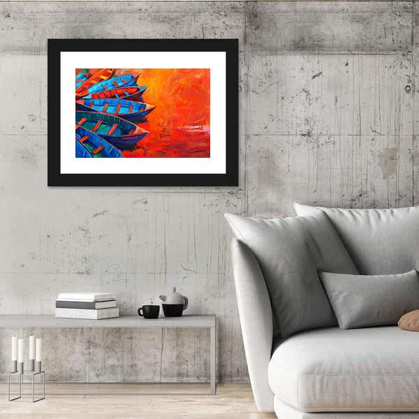 Watercolor Sketch Of Water Boats Canvas Wall Art-3 Horizontal-Gallery Wrap-25" x 16"-Tiaracle