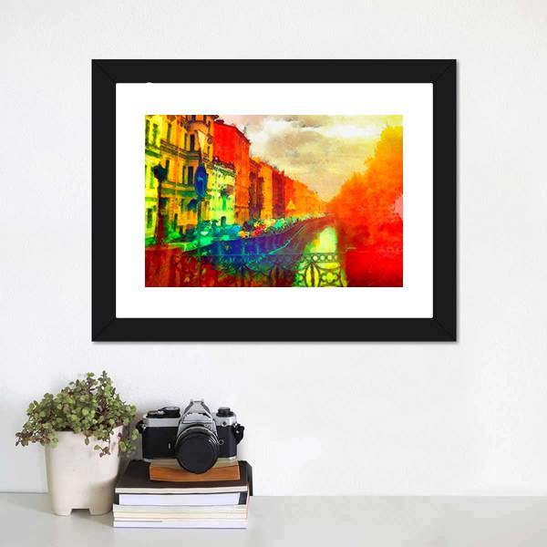 Watercolor Street Canvas Wall Art-3 Horizontal-Gallery Wrap-25" x 16"-Tiaracle