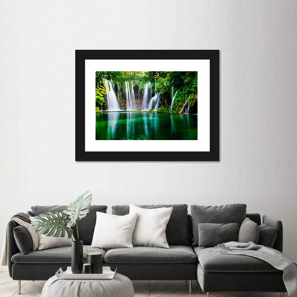 Waterfall And Plitvice Lake Canvas Wall Art-5 Horizontal-Gallery Wrap-22" x 12"-Tiaracle