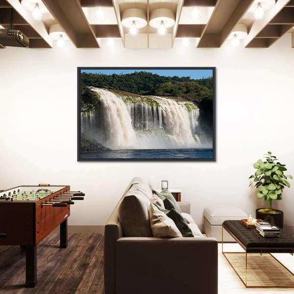 Waterfall At Canaima In Venezuela Canvas Wall Art-3 Horizontal-Gallery Wrap-25" x 16"-Tiaracle