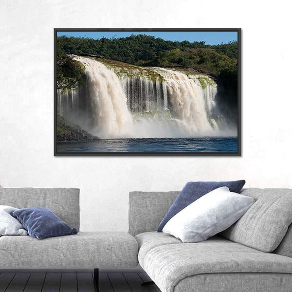 Waterfall At Canaima In Venezuela Canvas Wall Art-3 Horizontal-Gallery Wrap-25" x 16"-Tiaracle
