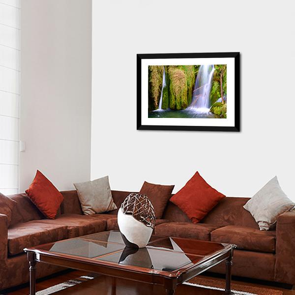 Waterfall At Plitvice National Park Canvas Wall Art-3 Horizontal-Gallery Wrap-25" x 16"-Tiaracle