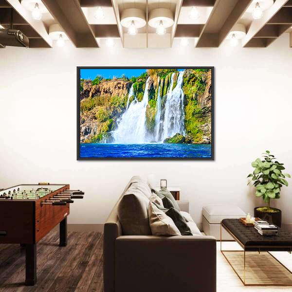 Waterfall Duden At Antalya Canvas Wall Art-5 Horizontal-Gallery Wrap-22" x 12"-Tiaracle
