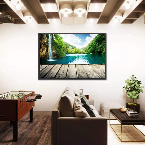 Waterfall In Deep Forest Of Croatia Vertical Canvas Wall Art-3 Vertical-Gallery Wrap-12" x 25"-Tiaracle