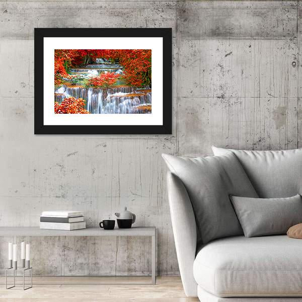 Waterfall In Deep Rain Forest Jungle Canvas Wall Art-5 Horizontal-Gallery Wrap-22" x 12"-Tiaracle