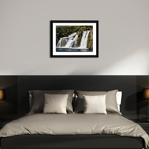 Waterfall In Iceland Canvas Wall Art-3 Horizontal-Gallery Wrap-25" x 16"-Tiaracle