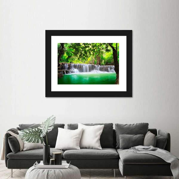 Waterfall In Kanjanaburi Canvas Wall Art-3 Horizontal-Gallery Wrap-25" x 16"-Tiaracle