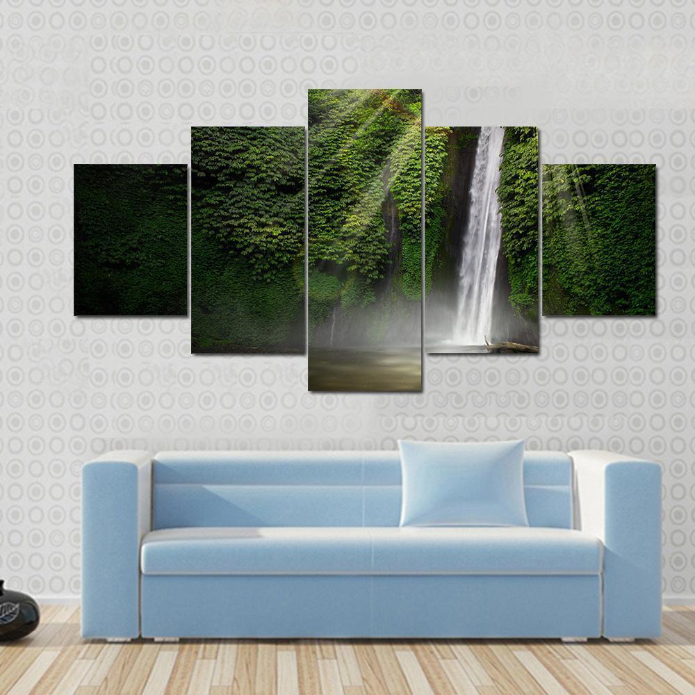 Waterfall In Munduk Bali Indonesia Canvas Wall Art-5 Star-Gallery Wrap-62" x 32"-Tiaracle