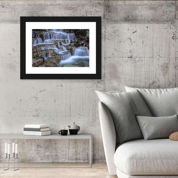 Waterfall In Park Canvas Wall Art-5 Horizontal-Gallery Wrap-22" x 12"-Tiaracle