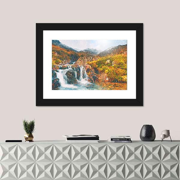 Waterfall in Scotland Canvas Wall Art-1 Piece-Framed Print-20" x 16"-Tiaracle