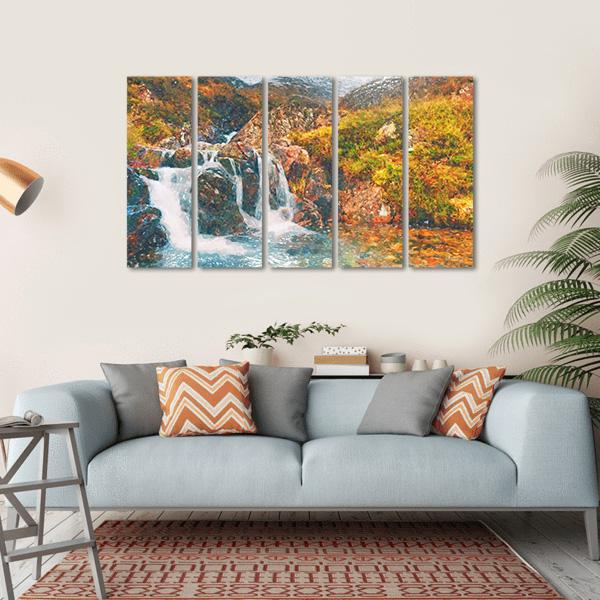 Waterfall in Scotland Canvas Wall Art-5 Horizontal-Gallery Wrap-22" x 12"-Tiaracle