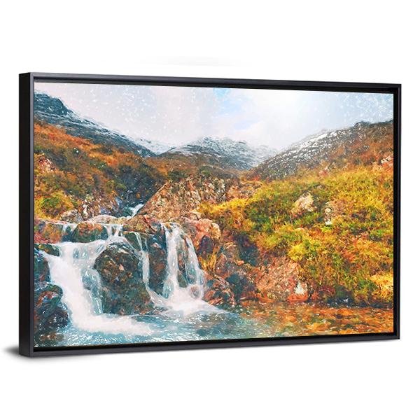 Waterfall in Scotland Canvas Wall Art-3 Horizontal-Gallery Wrap-25" x 16"-Tiaracle