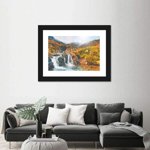 Waterfall in Scotland Canvas Wall Art-3 Horizontal-Gallery Wrap-25" x 16"-Tiaracle