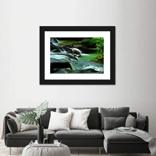 Waterfall In Thailand Canvas Wall Art-3 Horizontal-Gallery Wrap-25" x 16"-Tiaracle