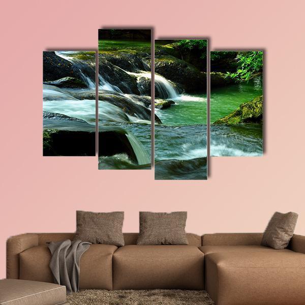 Waterfall In Thailand Canvas Wall Art-4 Pop-Gallery Wrap-50" x 32"-Tiaracle