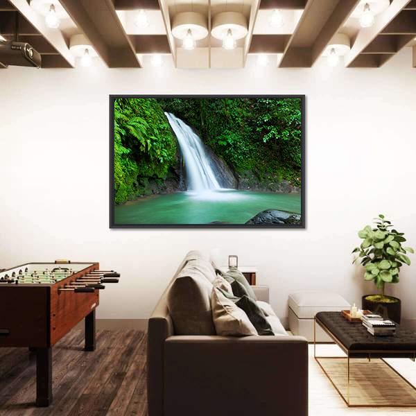 Waterfall In The National Park Of Guadeloupe Canvas Wall Art-3 Horizontal-Gallery Wrap-25" x 16"-Tiaracle
