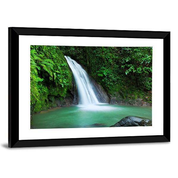 Waterfall In The National Park Of Guadeloupe Canvas Wall Art-3 Horizontal-Gallery Wrap-25" x 16"-Tiaracle