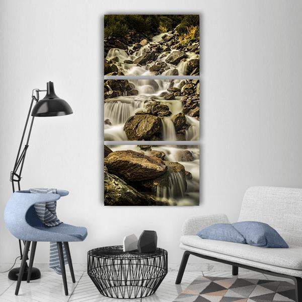Waterfall Nature Landscape Vertical Canvas Wall Art-3 Vertical-Gallery Wrap-12" x 25"-Tiaracle