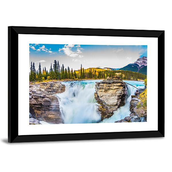 Waterfall Of Athabasca In Canada Canvas Wall Art-3 Horizontal-Gallery Wrap-25" x 16"-Tiaracle