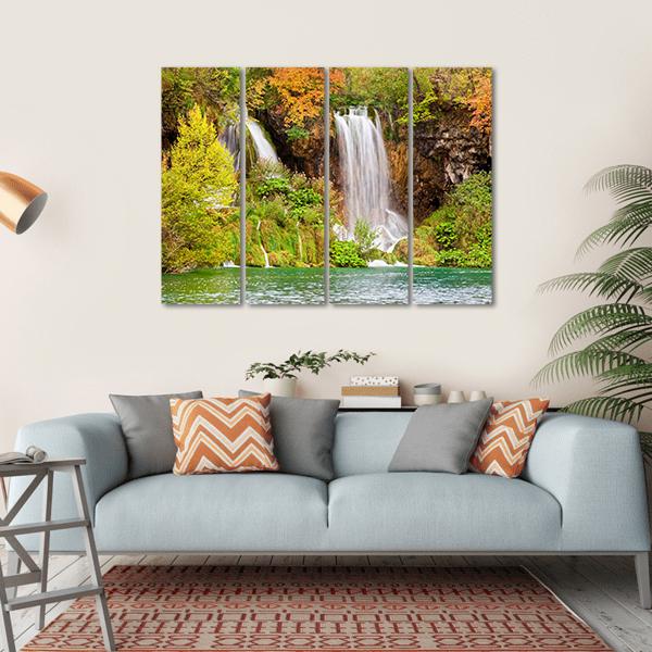 Waterfall Of The Plitvice Lakes Canvas Wall Art-4 Horizontal-Gallery Wrap-34" x 24"-Tiaracle