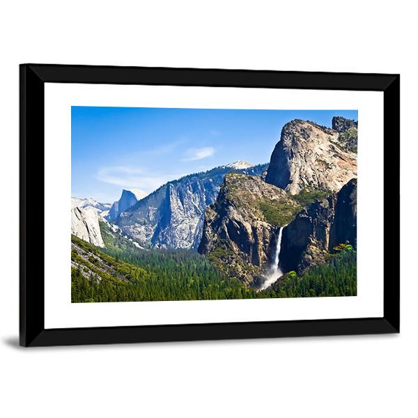 Waterfall Scenery Of Yosemite Canvas Wall Art-3 Horizontal-Gallery Wrap-25" x 16"-Tiaracle