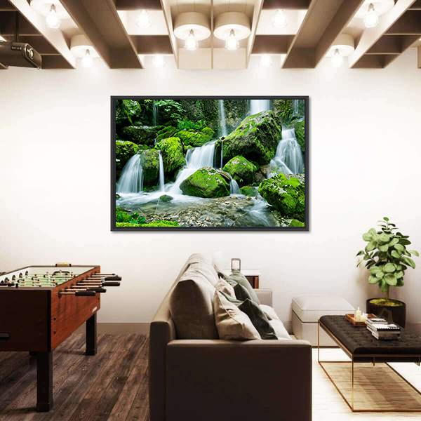 Waterfall With Several Cascades In Slovenia Canvas Wall Art-3 Horizontal-Gallery Wrap-25" x 16"-Tiaracle
