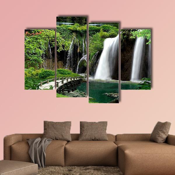 Waterfalls And Streams Canvas Wall Art-4 Pop-Gallery Wrap-50" x 32"-Tiaracle