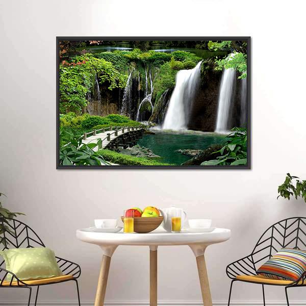 Waterfalls And Streams Canvas Wall Art-3 Horizontal-Gallery Wrap-25" x 16"-Tiaracle