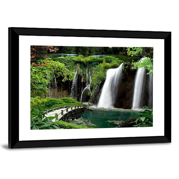 Waterfalls And Streams Canvas Wall Art-3 Horizontal-Gallery Wrap-25" x 16"-Tiaracle